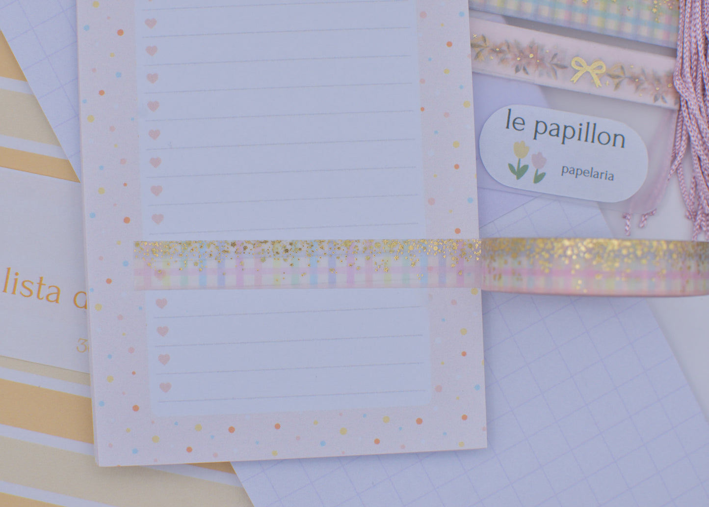 Amostra de Washi Tape - Simply Gilded 10 mm - Rainbow Gingham Stardust