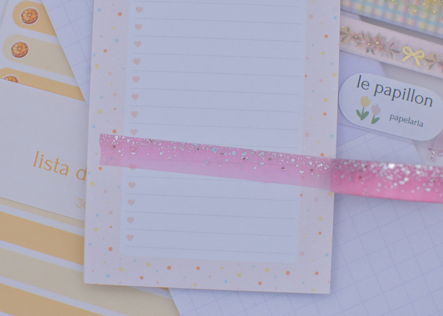 Amostra de Washi Tape - Simply Gilded 10 mm - Strawberry Milk Stardust
