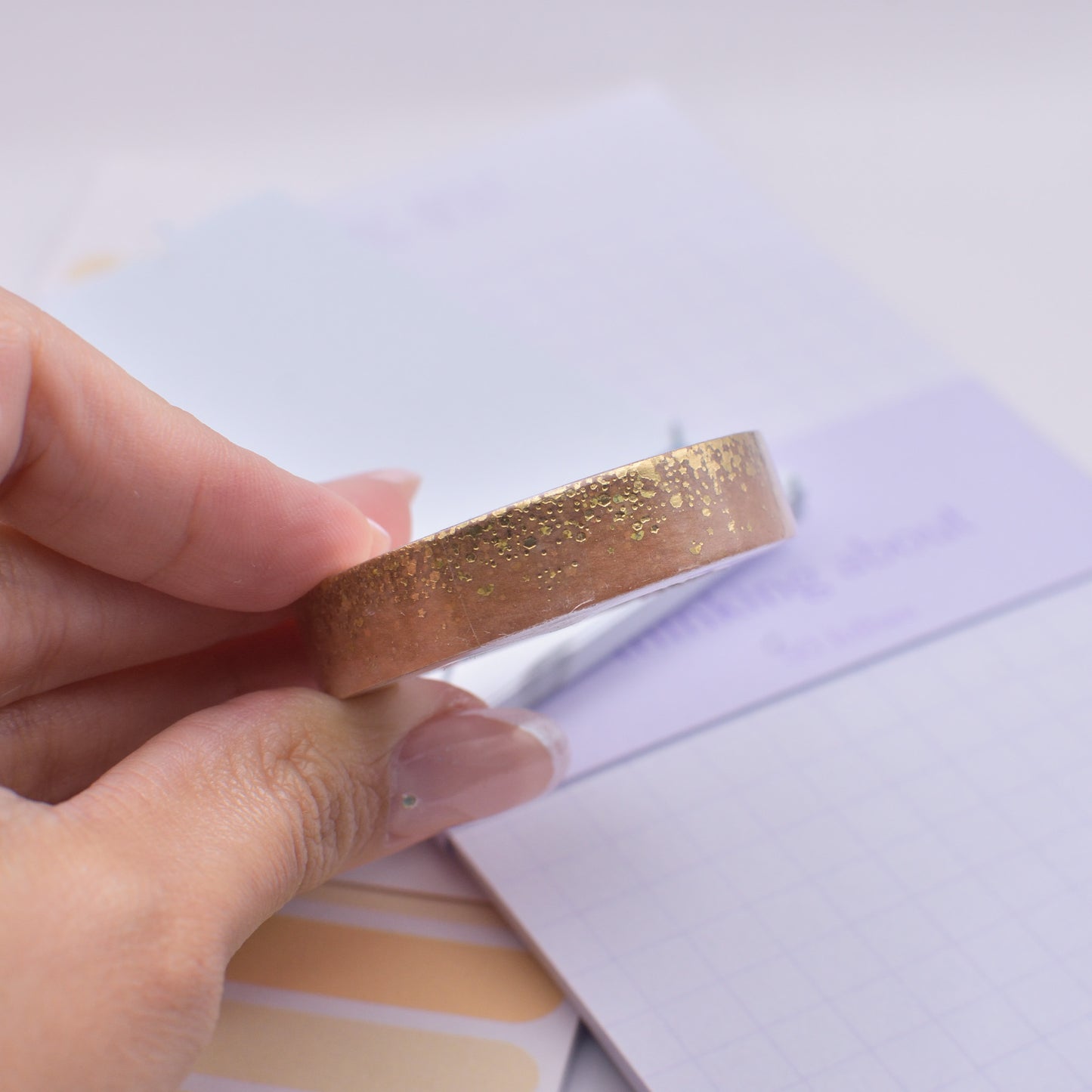 Amostra de Washi Tape - Simply Gilded 10 mm - Chocolate Milk Stardust