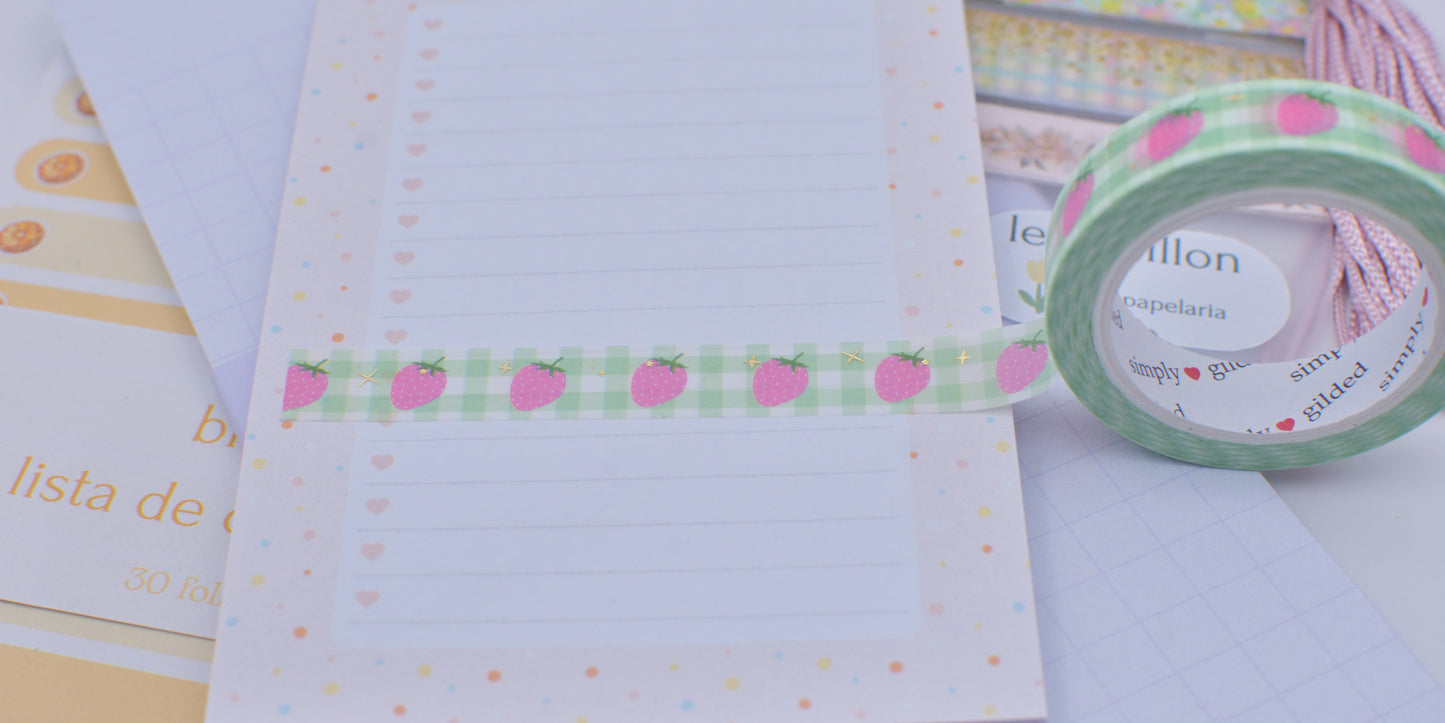 Amostra de Washi Tape - Simply Gilded 10 mm - Strawberry Fields Gingham