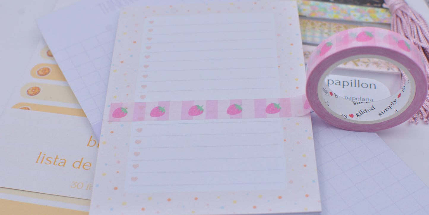 Amostra de Washi Tape - Simply Gilded 10 mm - Strawberry Milk Parfait Stripe