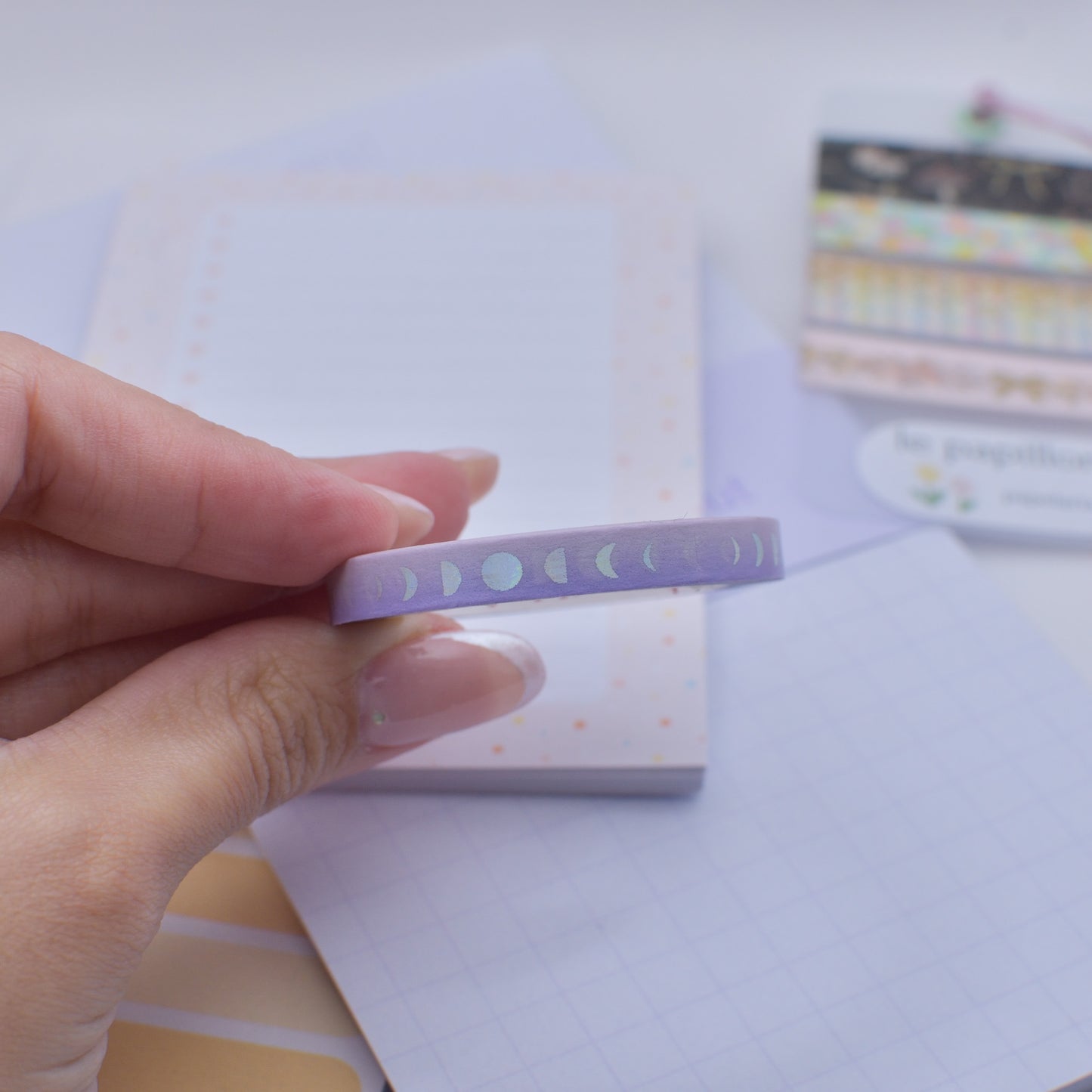 Amostra de Washi Tape - Simply Gilded 5 mm - Moon Fases Purple