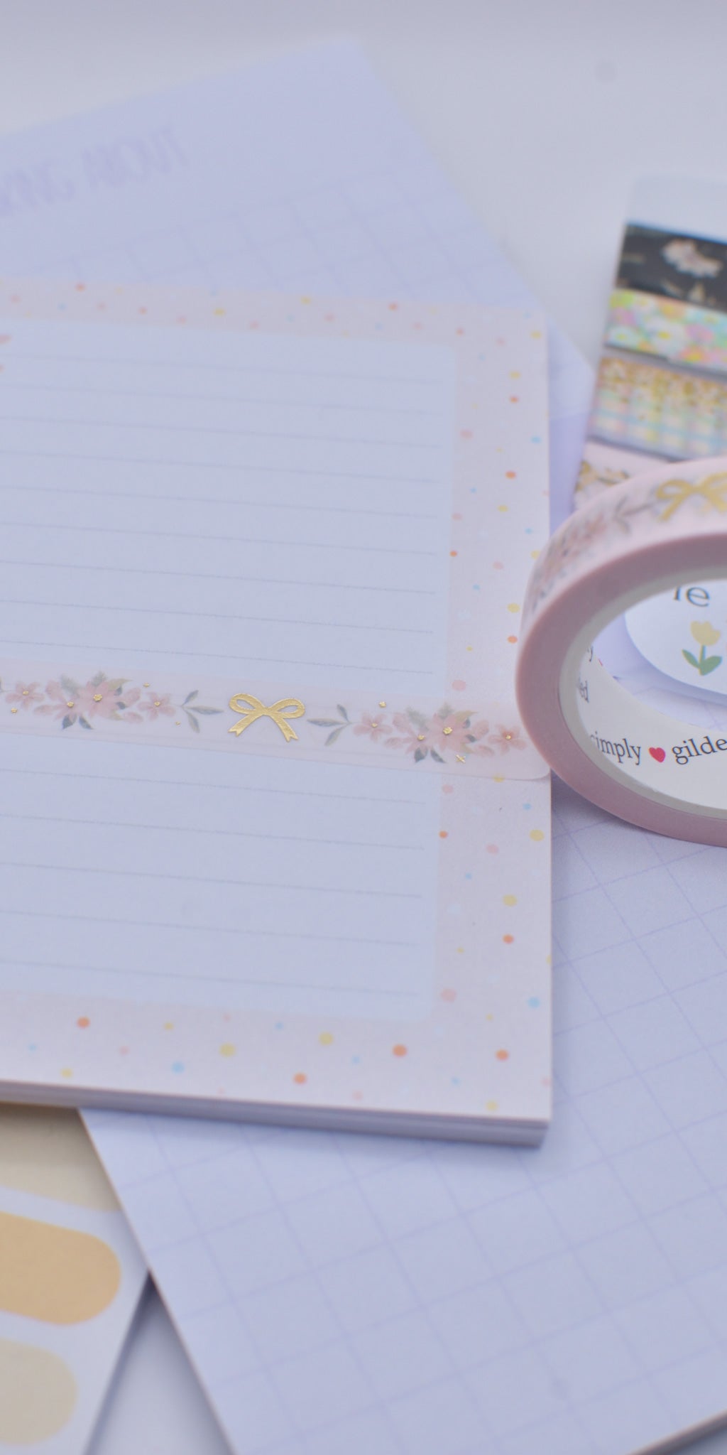 Amostra de Washi Tape - Simply Gilded 10 mm - Christmas Bow and Poinsettia