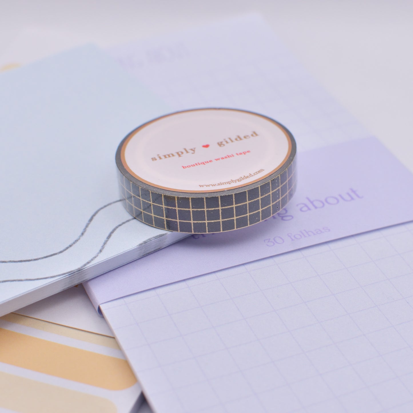 Amostra de Washi Tape - Simply Gilded 10 mm - Black Glitter Grid