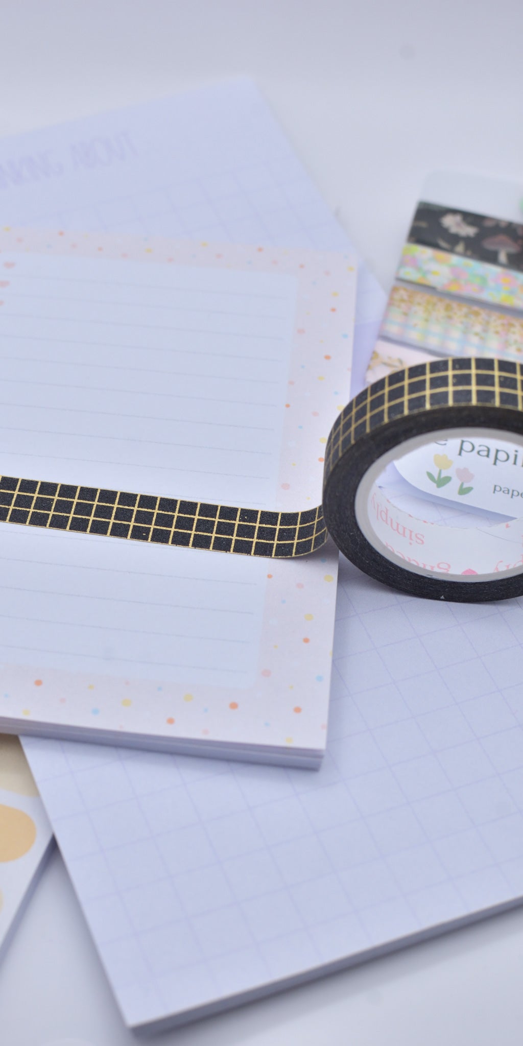 Amostra de Washi Tape - Simply Gilded 10 mm - Black Glitter Grid