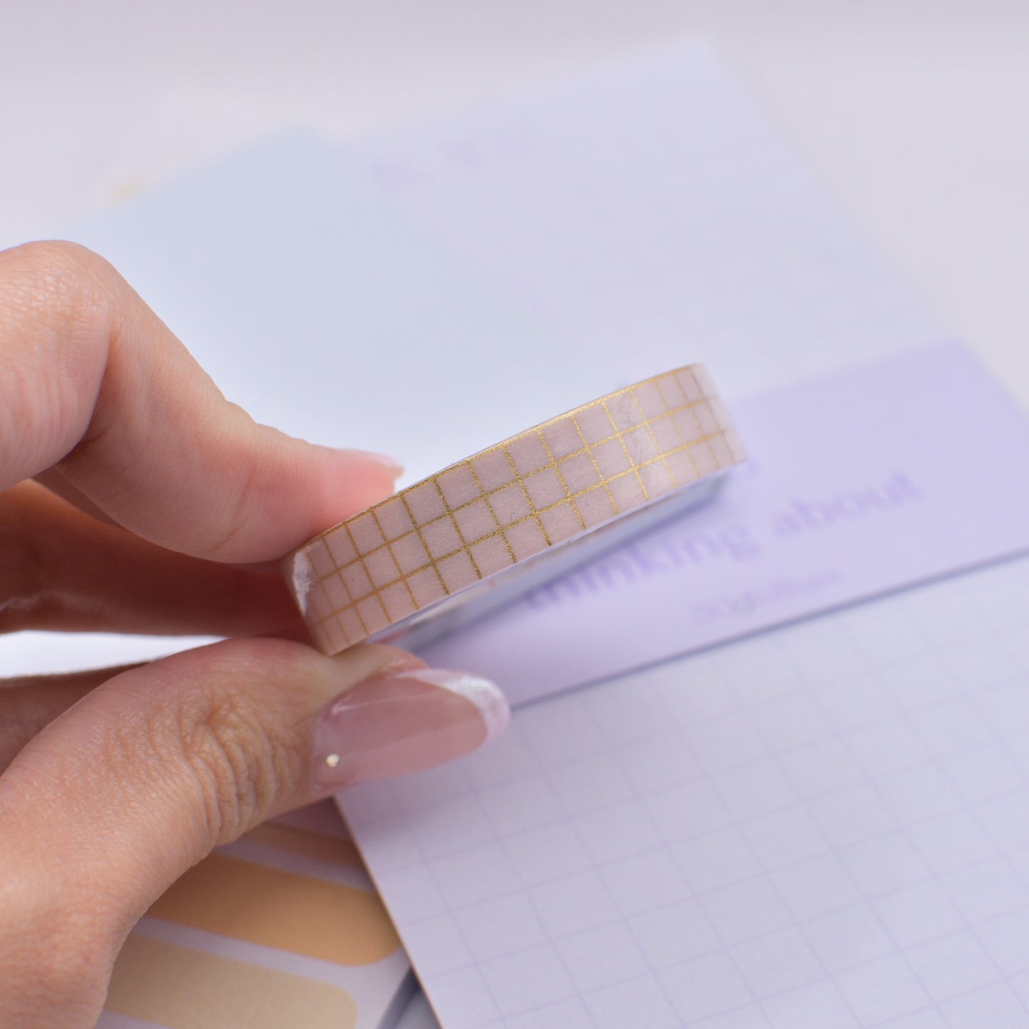 Amostra de Washi Tape - Simply Gilded 10 mm - Pink Glitter Grid