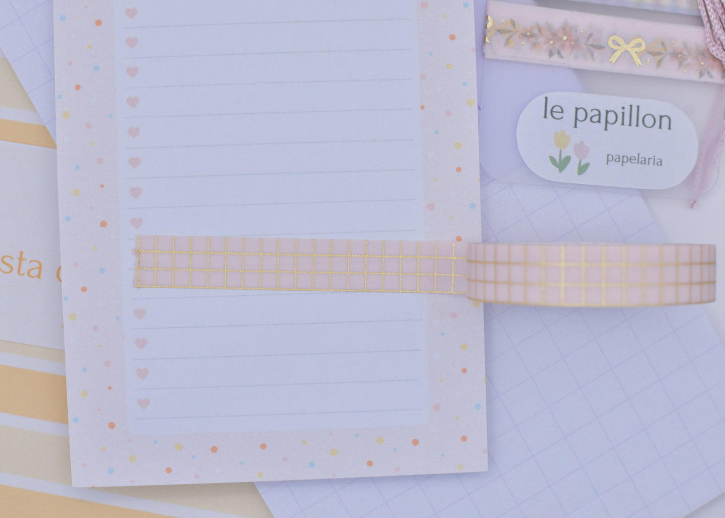 Amostra de Washi Tape - Simply Gilded 10 mm - Pink Glitter Grid
