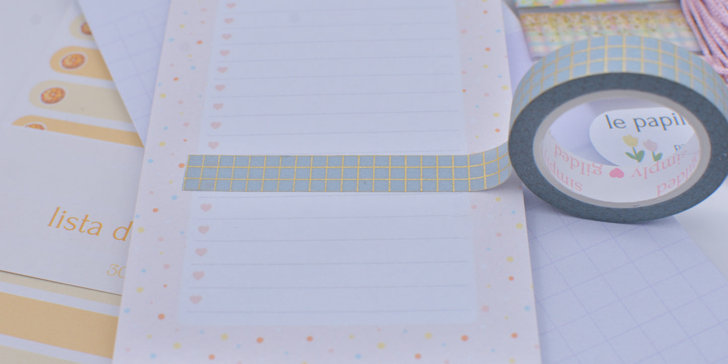 Amostra de Washi Tape - Simply Gilded 10 mm - Frosted Glitter Grid