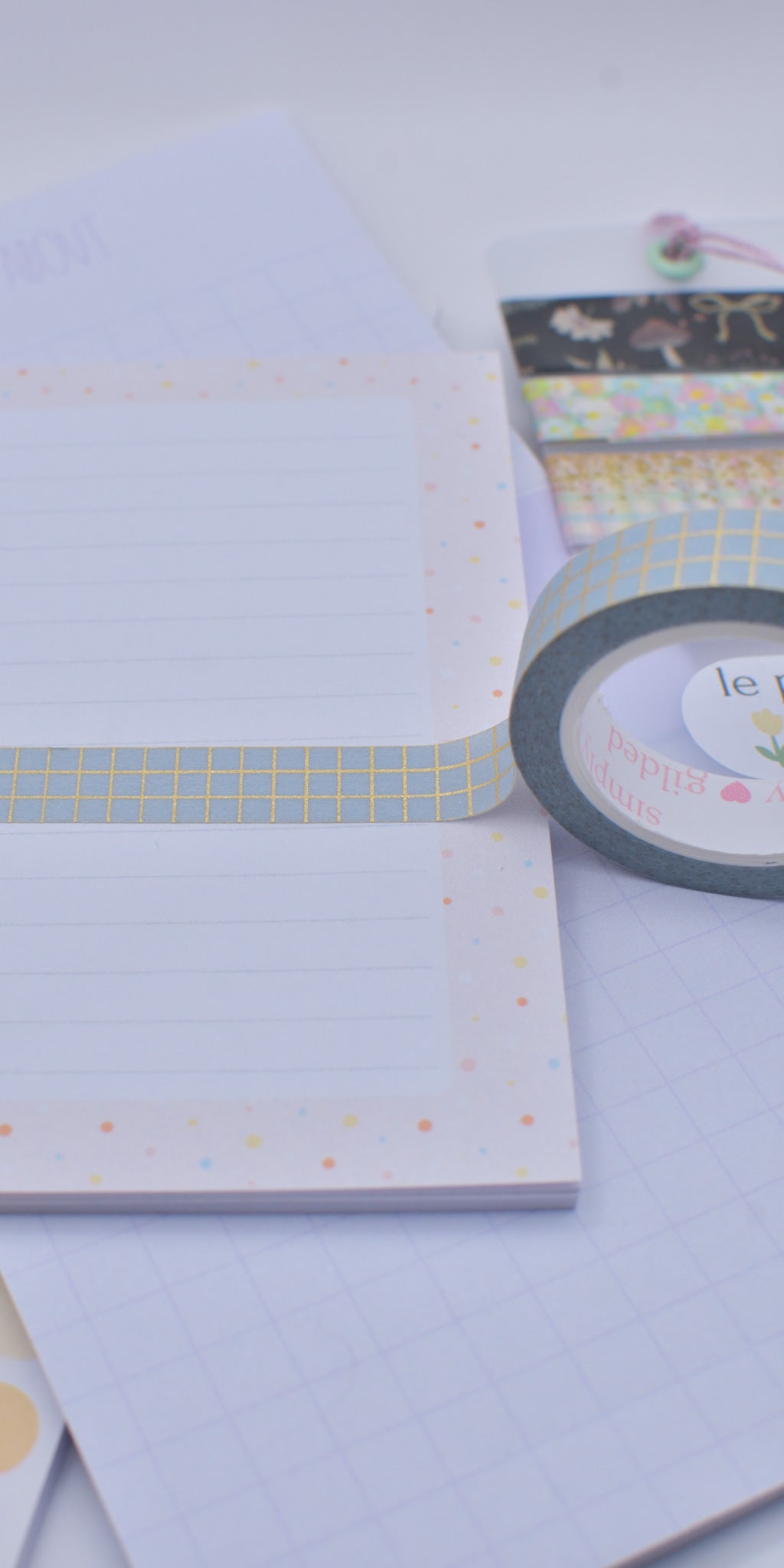 Amostra de Washi Tape - Simply Gilded 10 mm - Frosted Glitter Grid
