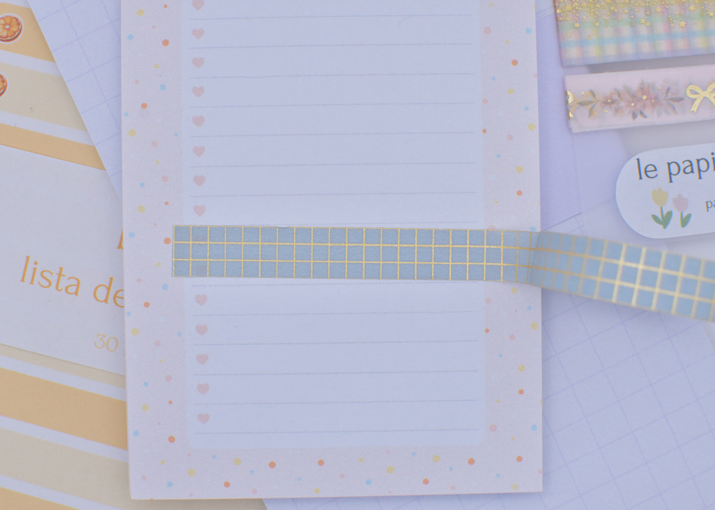 Amostra de Washi Tape - Simply Gilded 10 mm - Frosted Glitter Grid