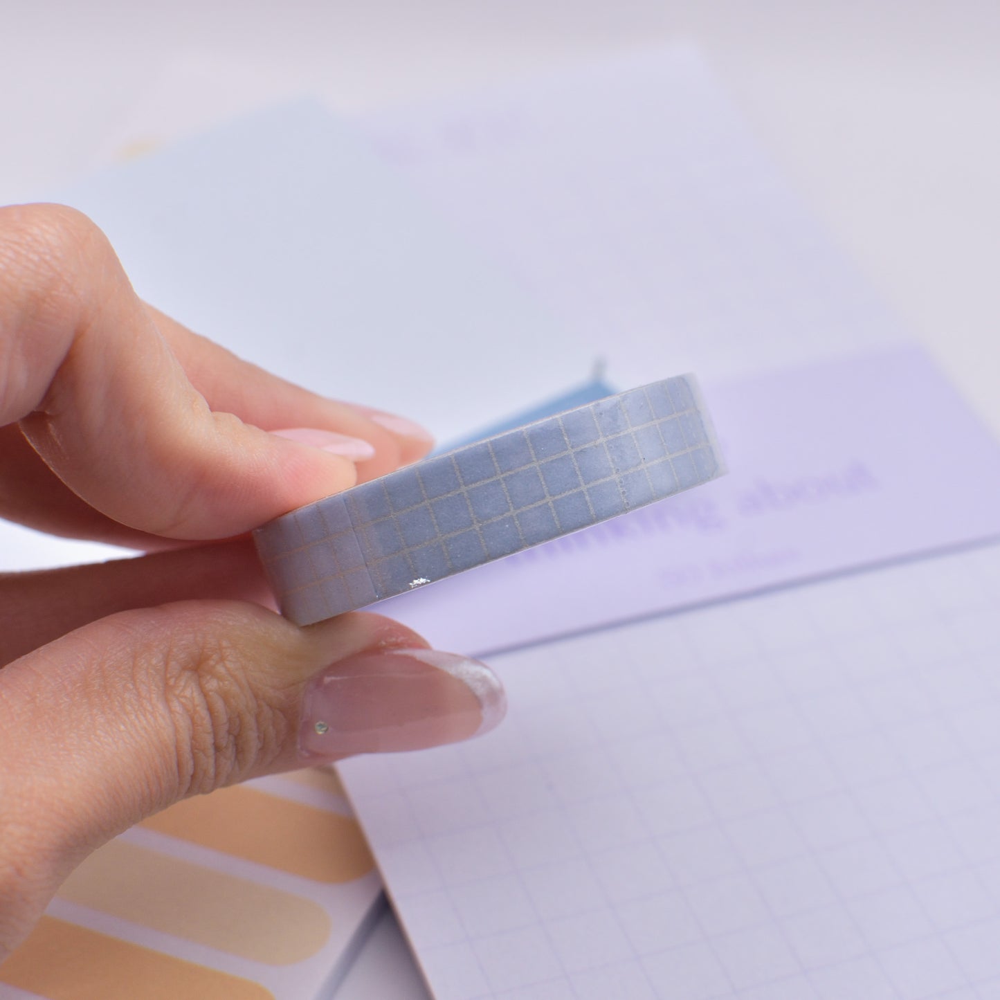Amostra de Washi Tape - Simply Gilded 10 mm - Rainy Blue Glitter Grid
