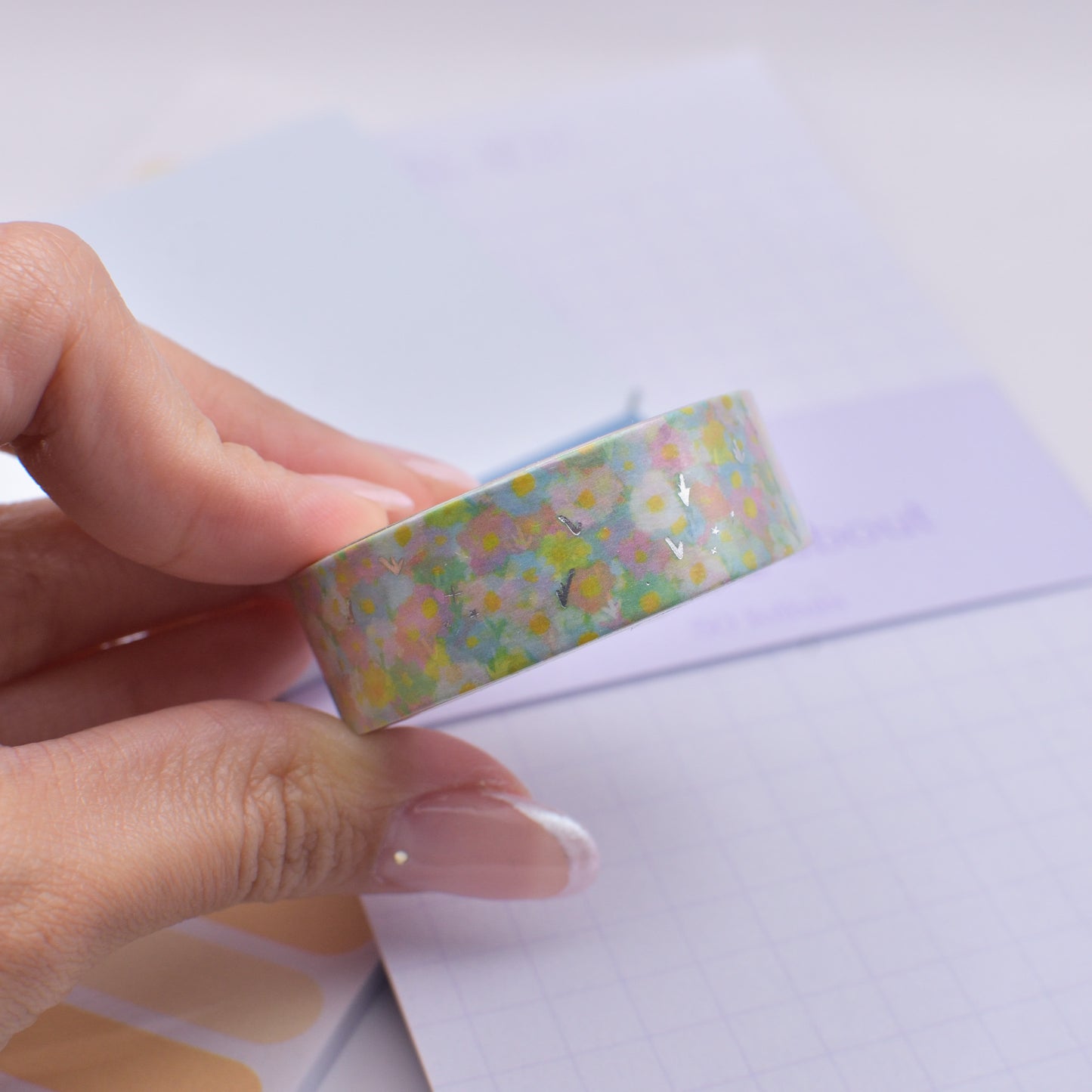 Amostra de Washi Tape - Simply Gilded 15 mm - Spring Ducks Floral Pattern