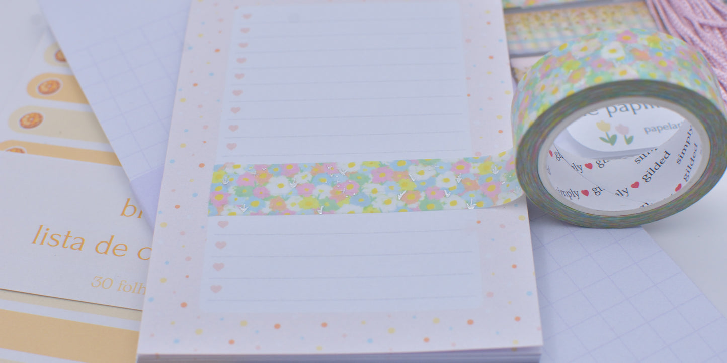 Amostra de Washi Tape - Simply Gilded 15 mm - Spring Ducks Floral Pattern
