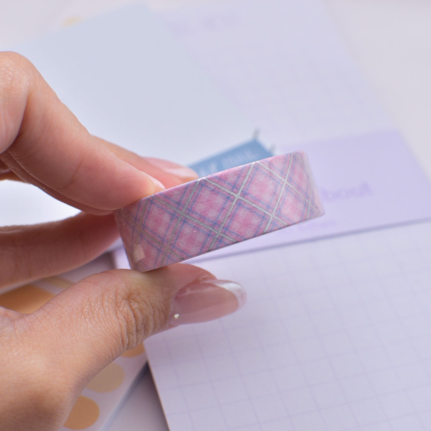 Amostra de Washi Tape - Simply Gilded 15 mm - Cotton candy Plaid Pink