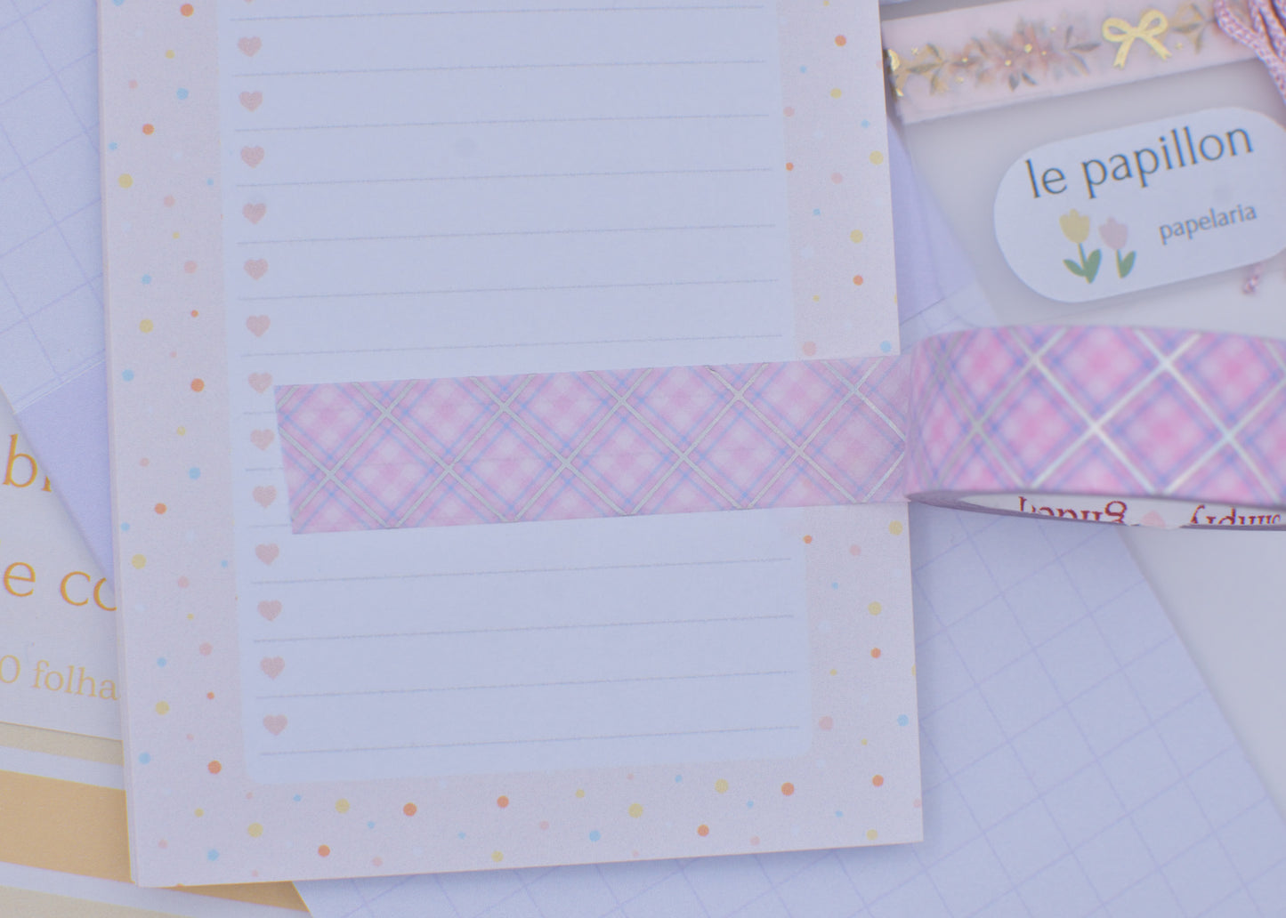 Amostra de Washi Tape - Simply Gilded 15 mm - Cotton candy Plaid Pink