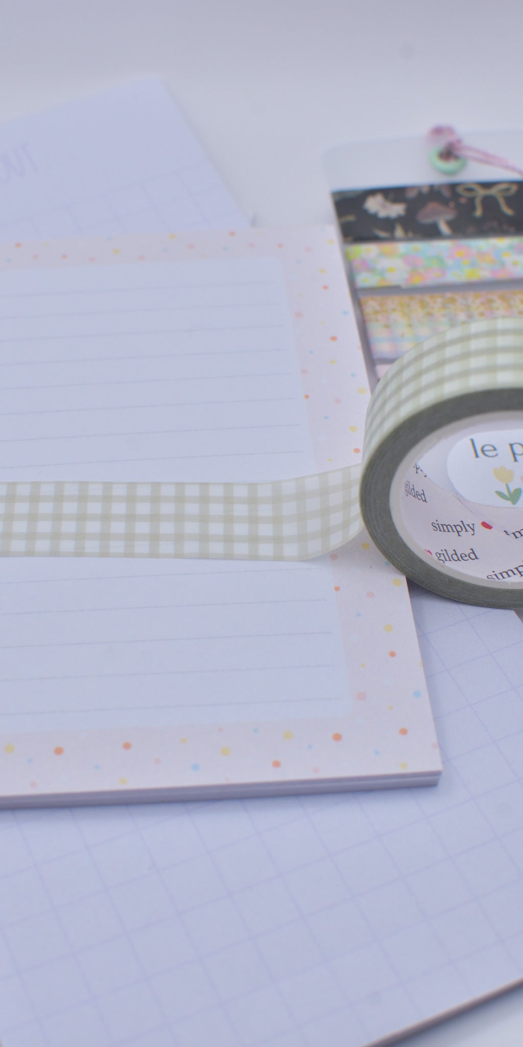 Amostra de Washi Tape - Simply Gilded 15 mm - Strawberry Jam Green Gingham