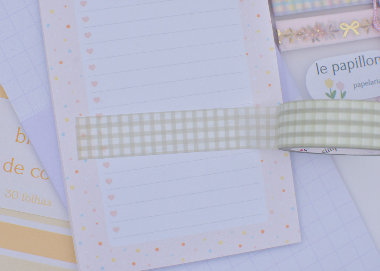 Amostra de Washi Tape - Simply Gilded 15 mm - Strawberry Jam Green Gingham