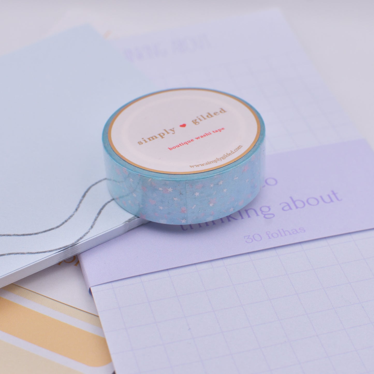 Amostra de Washi Tape - Simply Gilded 15 mm - Robins Egg Birthday Confetti
