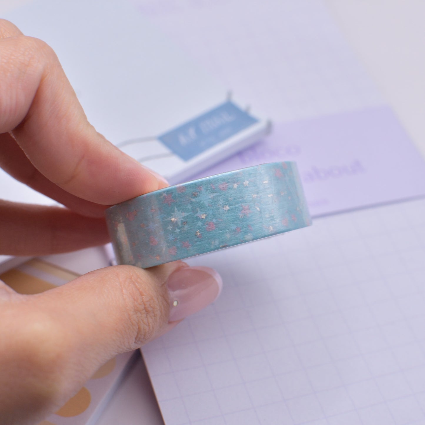 Amostra de Washi Tape - Simply Gilded 15 mm - Robins Egg Birthday Confetti