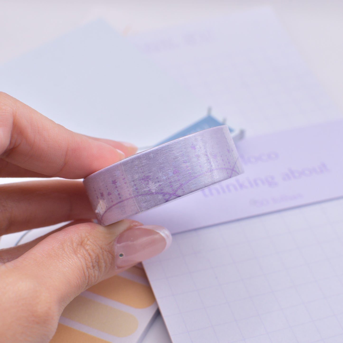 Amostra de Washi Tape - Simply Gilded 15 mm - Light Purple Twinkle Garland