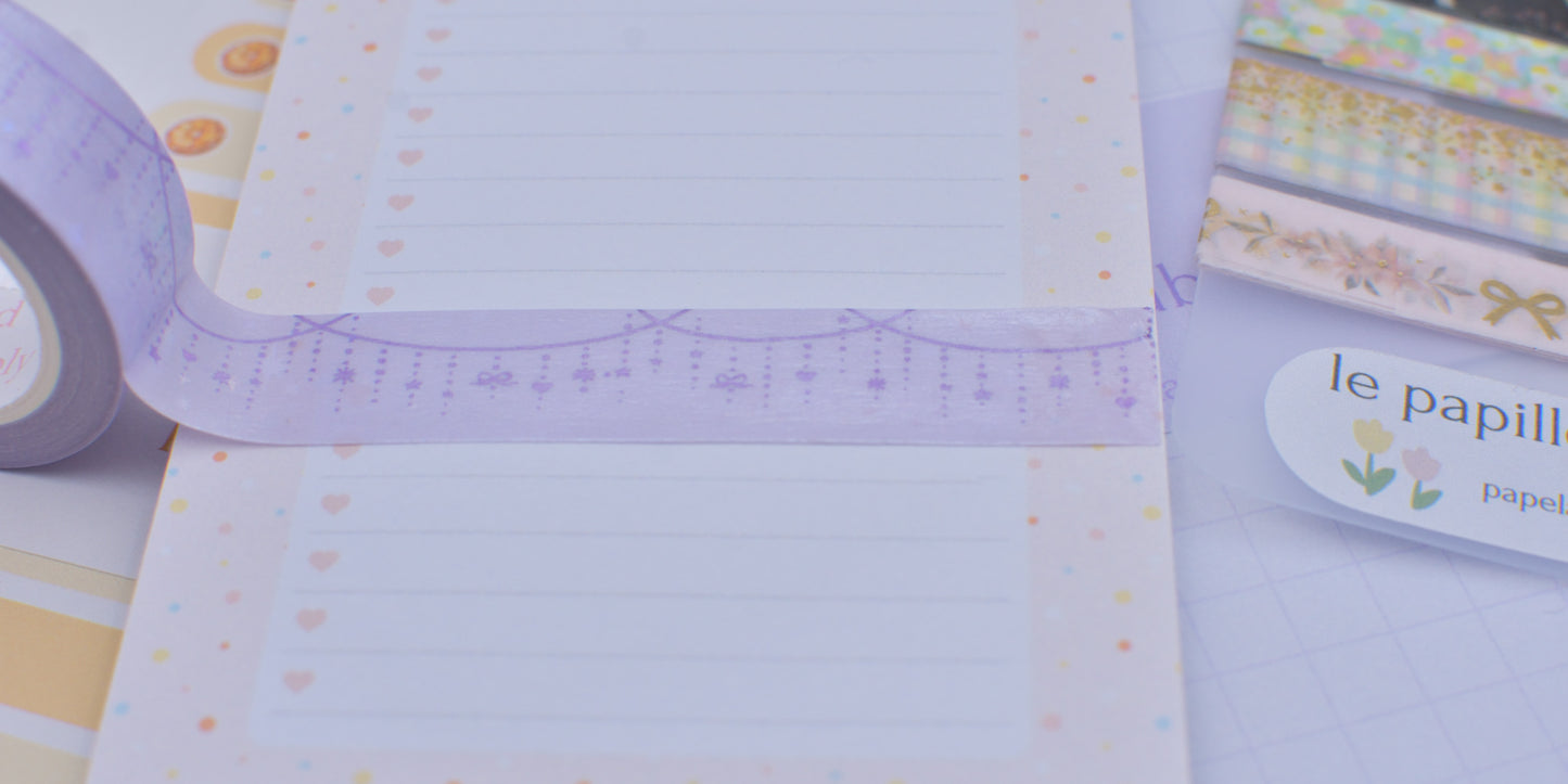 Amostra de Washi Tape - Simply Gilded 15 mm - Light Purple Twinkle Garland