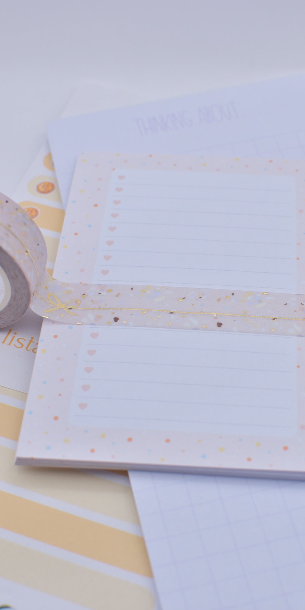 Amostra de Washi Tape - Simply Gilded 15 mm - Pink Terrazzo Simple Line Bow