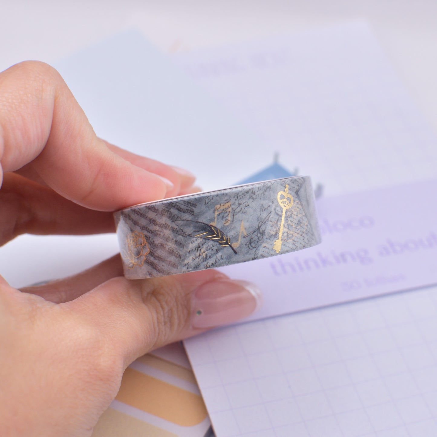 Amostra de washi Tape - Simply Gilded 15 mm - Poetry 101 Secrets Unlocked
