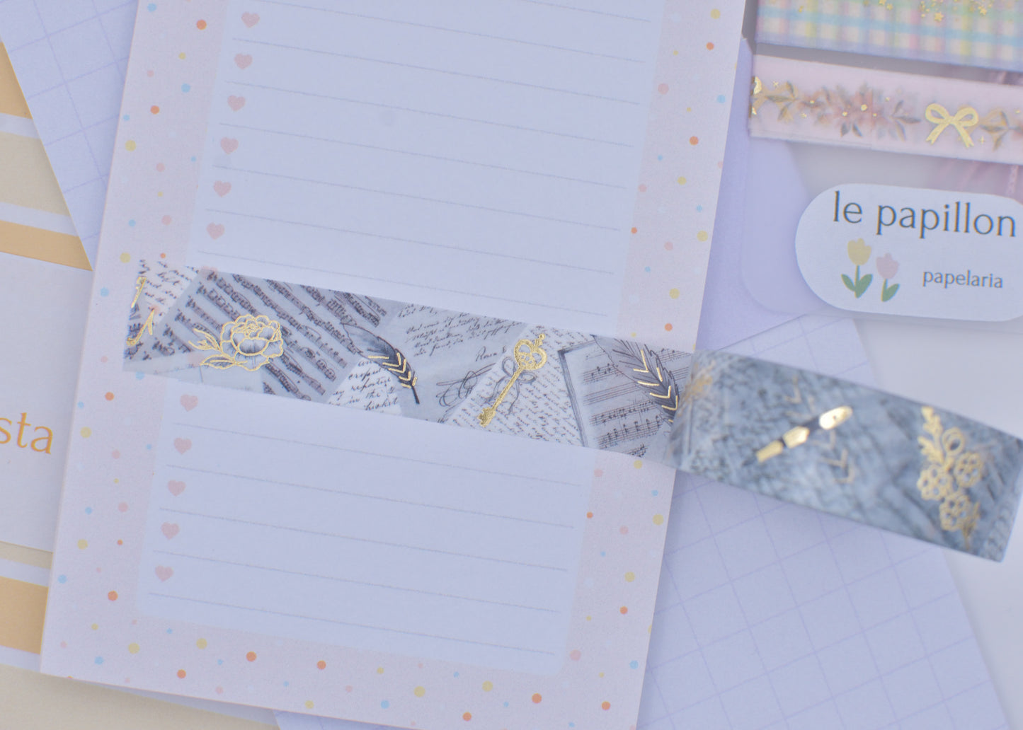 Amostra de washi Tape - Simply Gilded 15 mm - Poetry 101 Secrets Unlocked