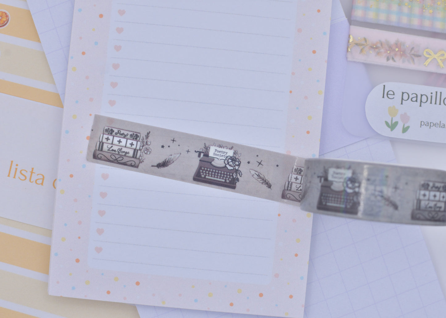 Amostra de Washi Tape - Simply Gilded 15 mm - Poetry 101 Typewriter