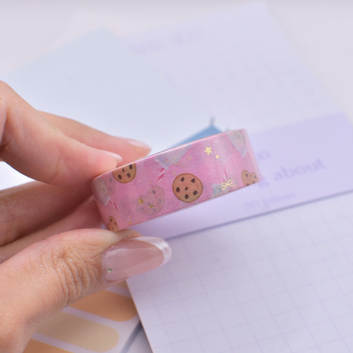 Amostra de Washi Tape - Simply Gilded 15 mm - Cookies and Milk Pink