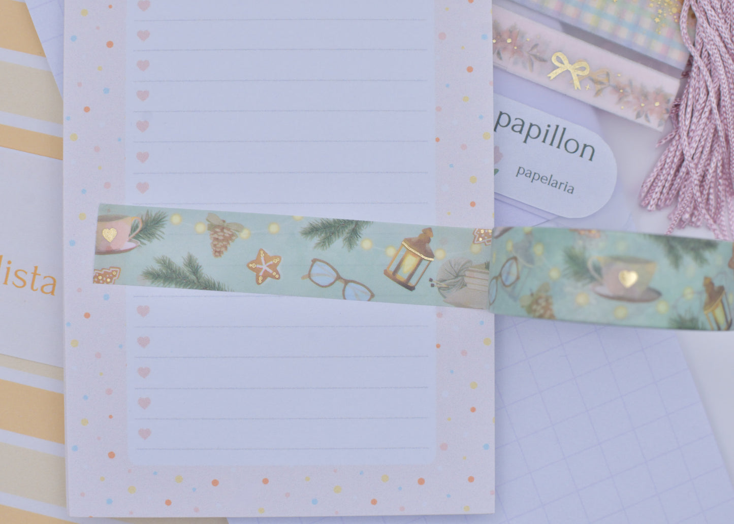 Amostra de washi Tape - Simply Gilded 15 mm - Hearth Cozy Pattern