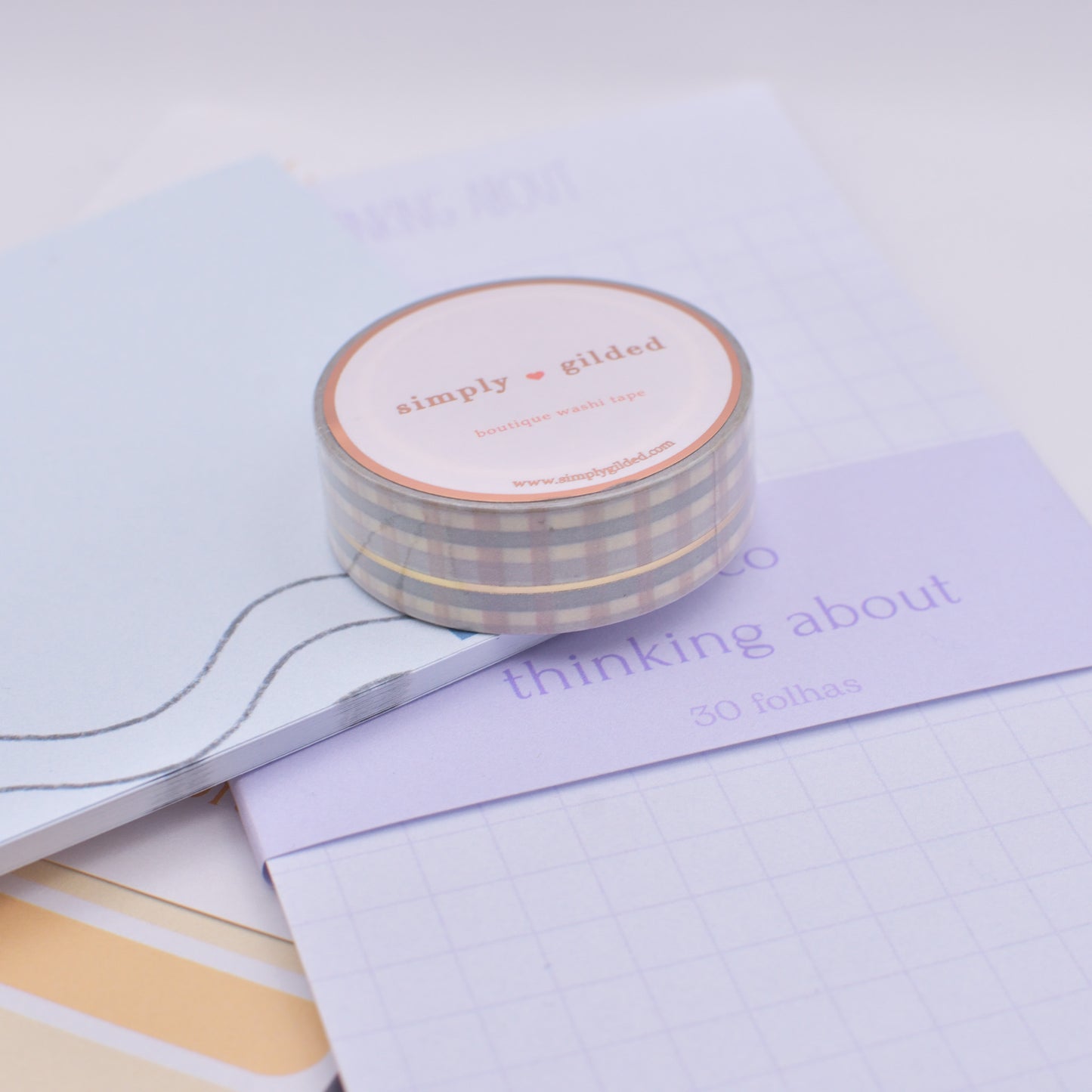Amostra de Washi Tape - Simply Gilded 15 mm - Hearth Plaid Simple Line