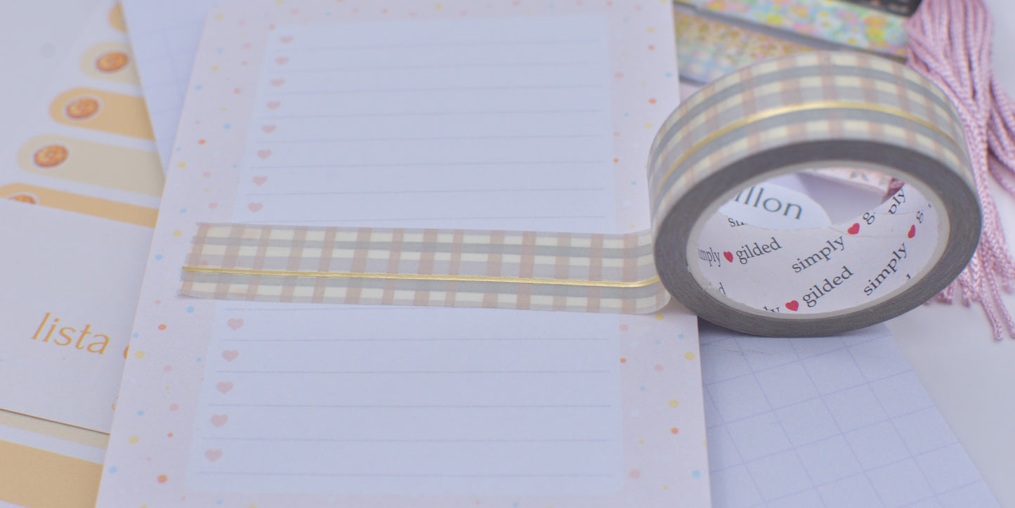 Amostra de Washi Tape - Simply Gilded 15 mm - Hearth Plaid Simple Line