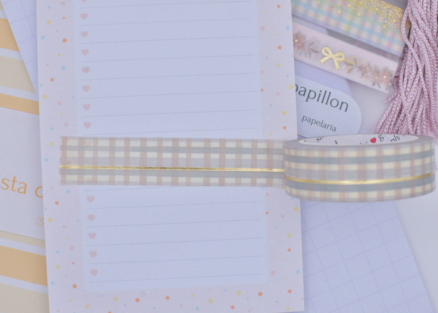 Amostra de Washi Tape - Simply Gilded 15 mm - Hearth Plaid Simple Line