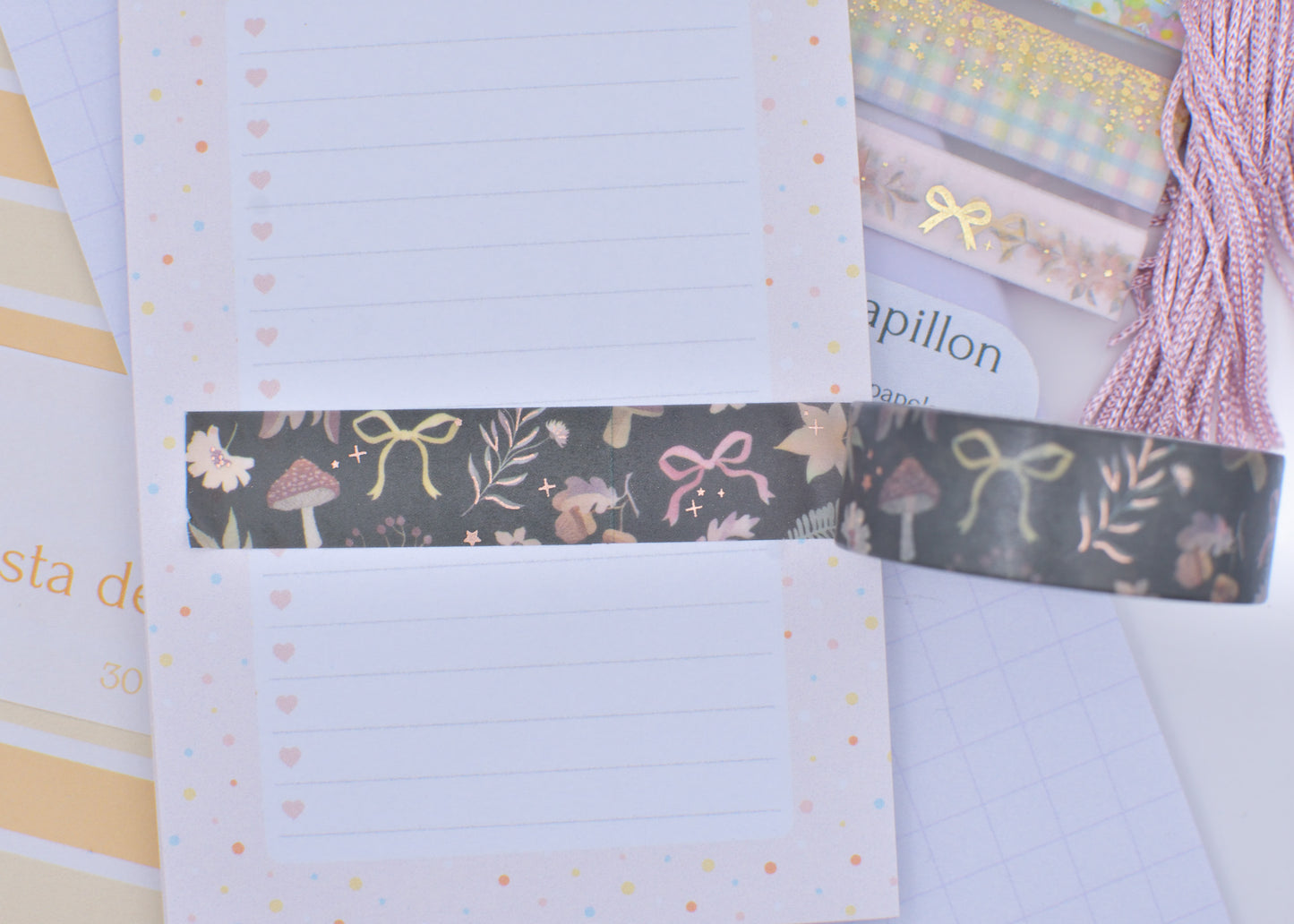 Amostra de Washi Tape - Simply Gilded 15 mm - Cozy Chronicles Pattern