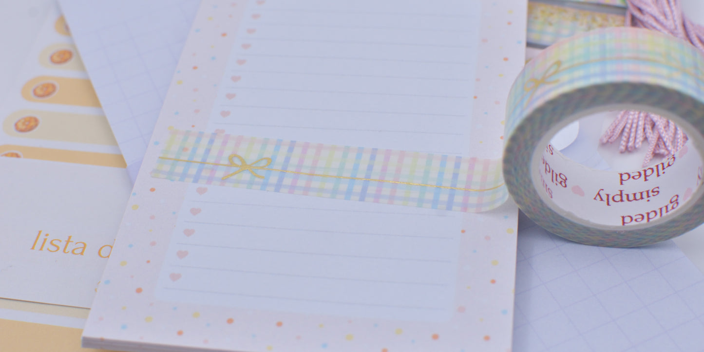 Amostra de Washi Tape - Simply Gilded 15 mm - Rainbow Gingham Simple Bow Line