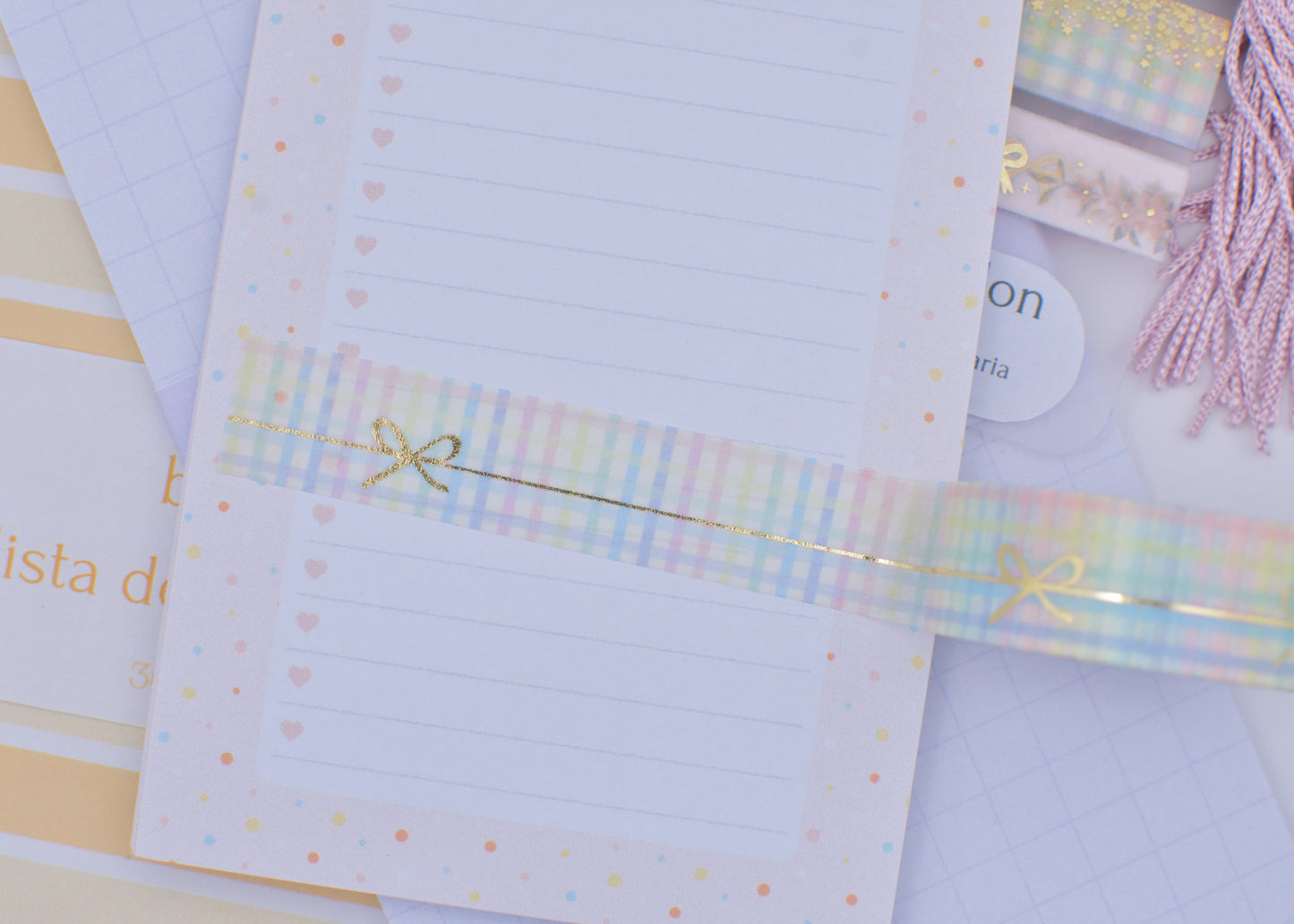Amostra de Washi Tape - Simply Gilded 15 mm - Rainbow Gingham Simple Bow Line