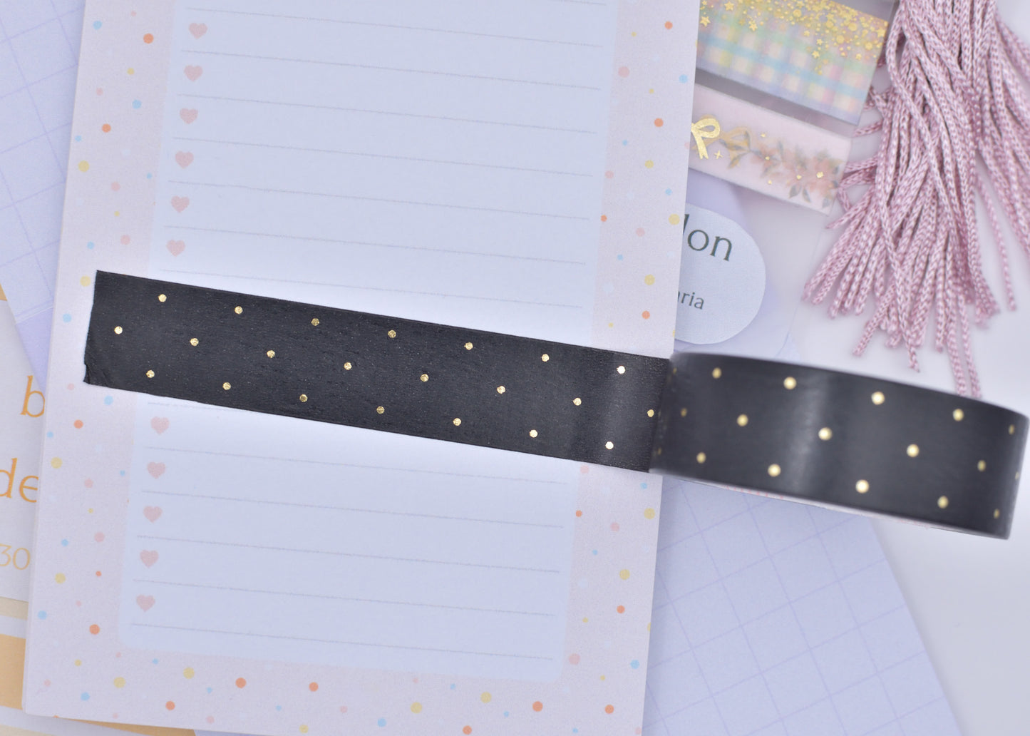 Amostra de Washi Tape - Simply Gilded 15mm - Black Micro Dot