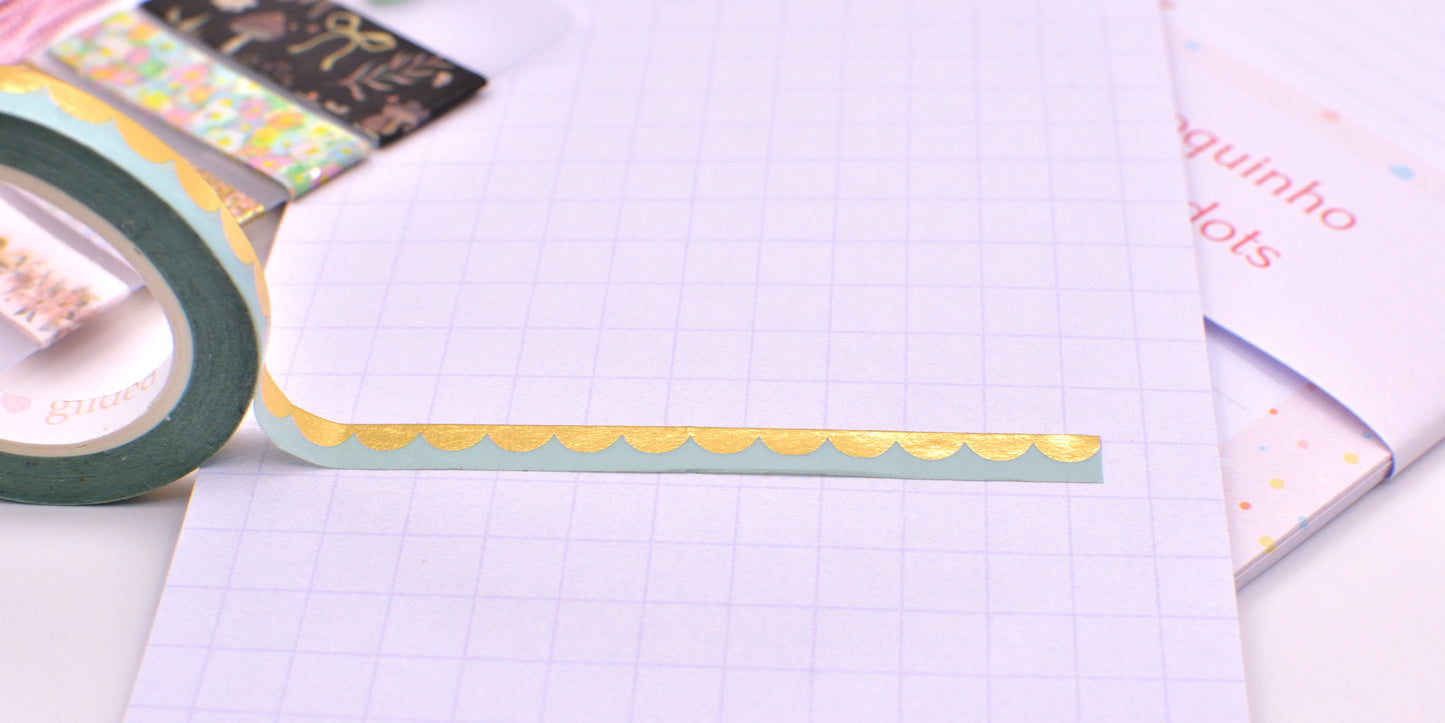 Amostra de Washi Tape - Simply Gilded 7 mm - Onda Dourada Menta