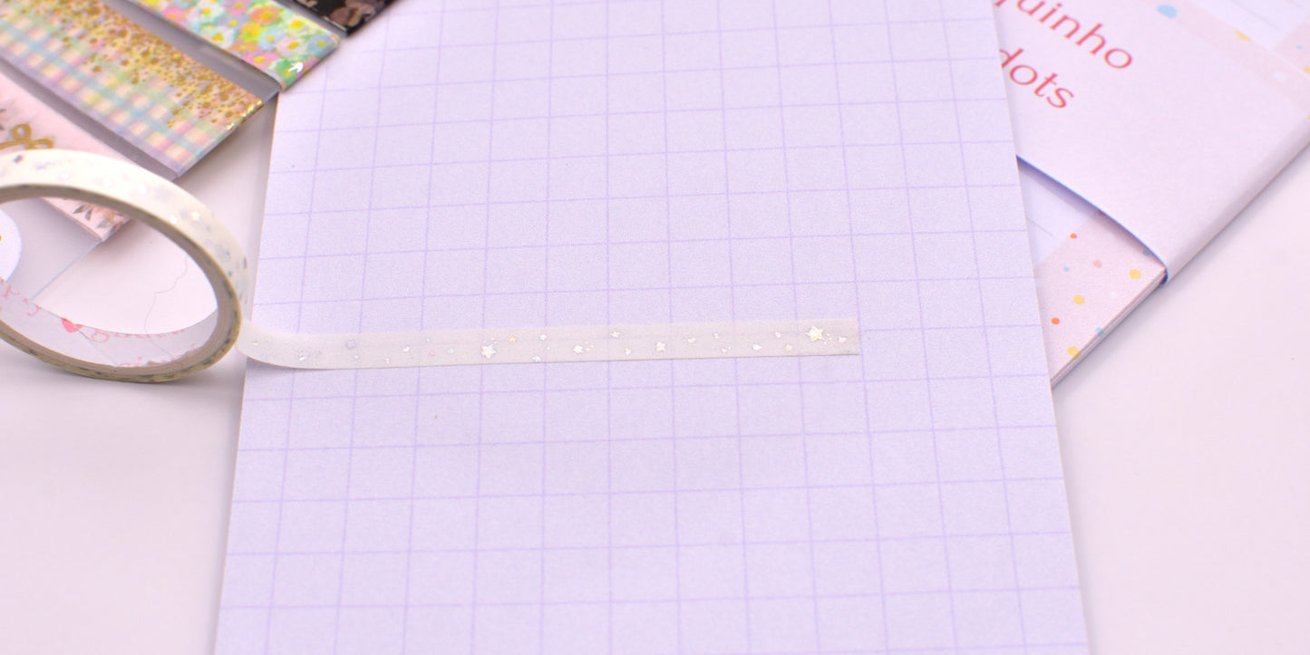 Amostra de Washi Tape - Simply Gilded 5 mm - Estrelas Prata
