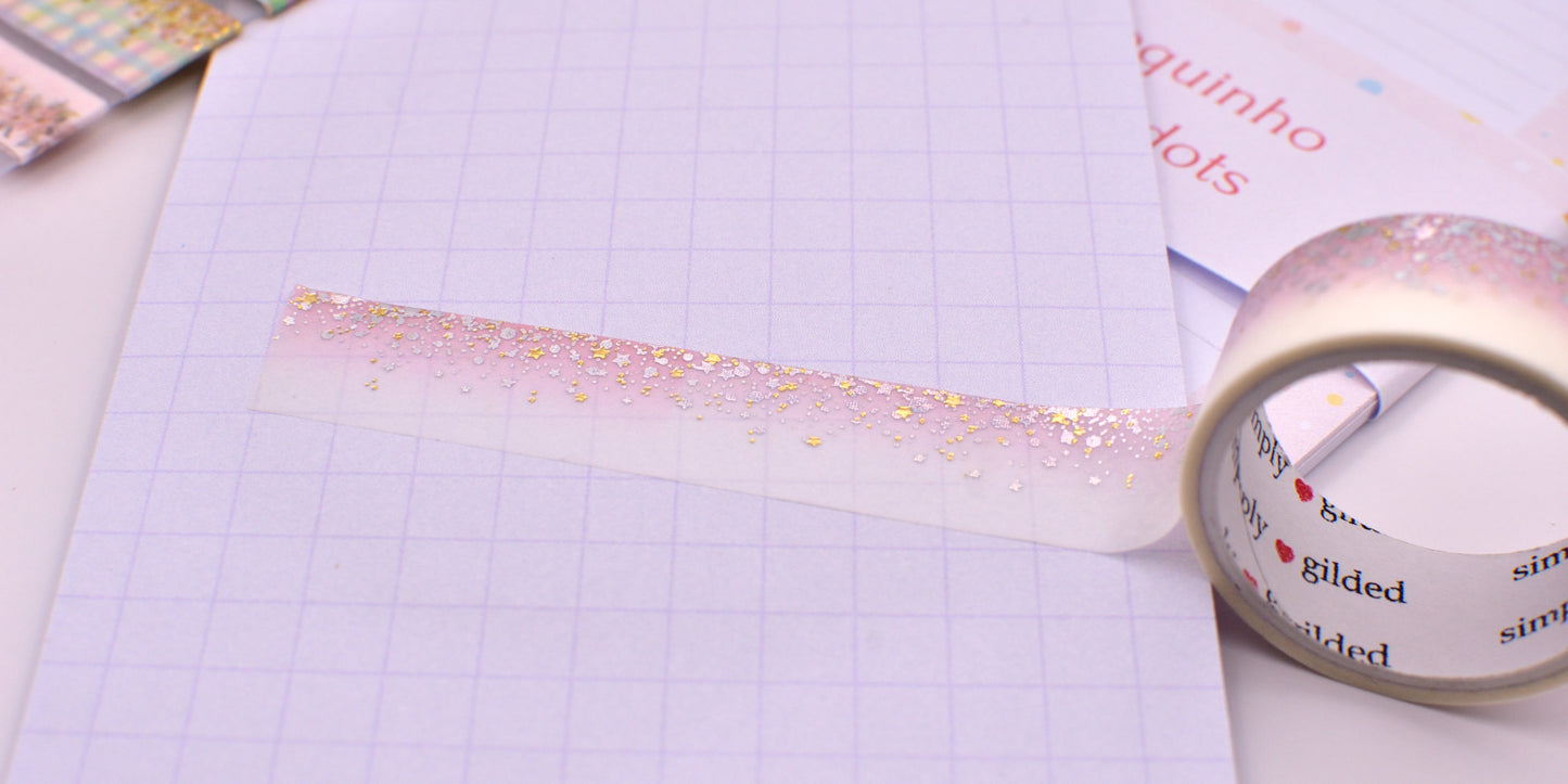 Amostra de Washi Tape - Simply Gilded 15 mm - Degrade Rosa