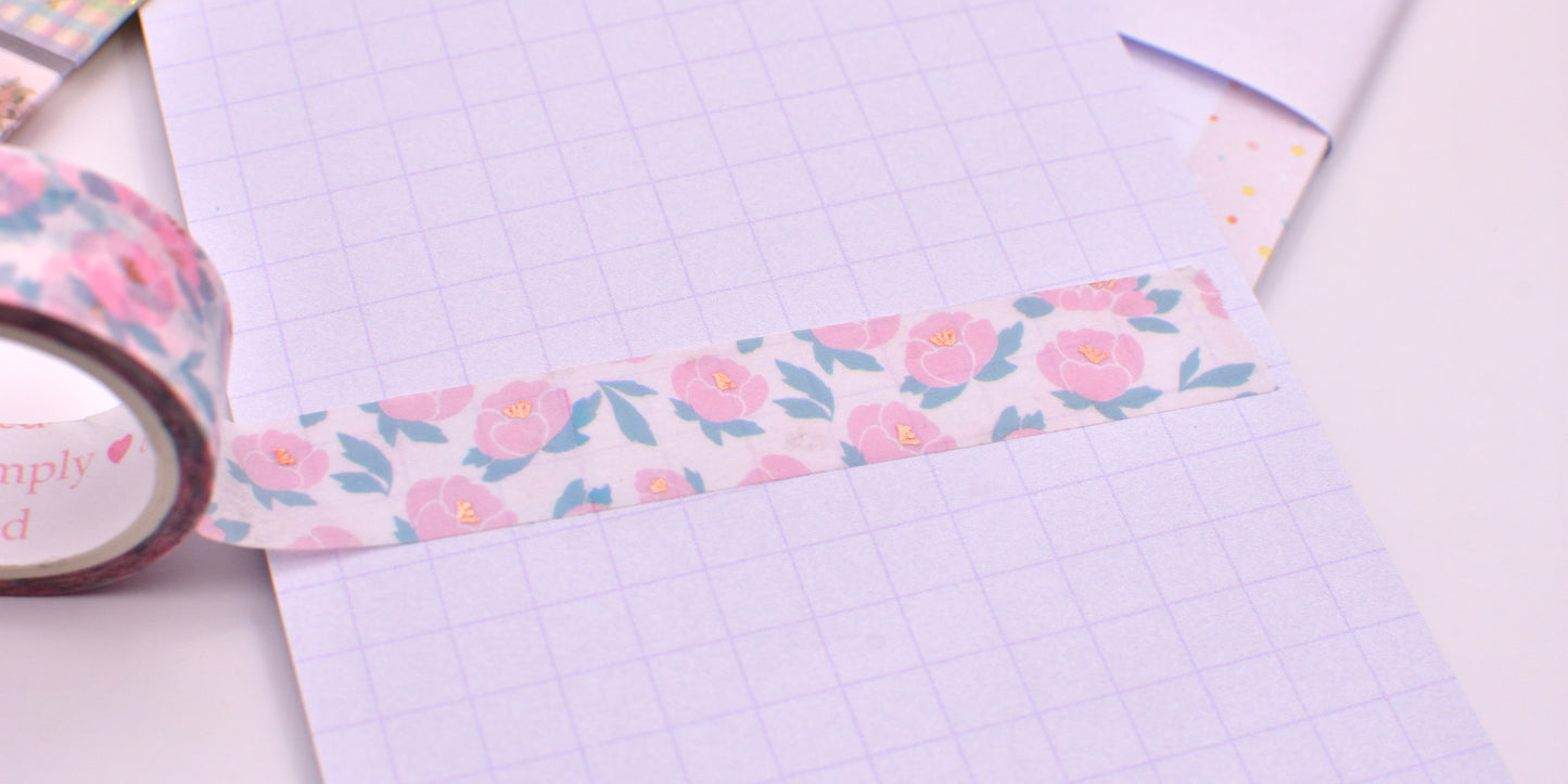Amostra de Washi Tape - Simply Gilded 15 mm - Flores
