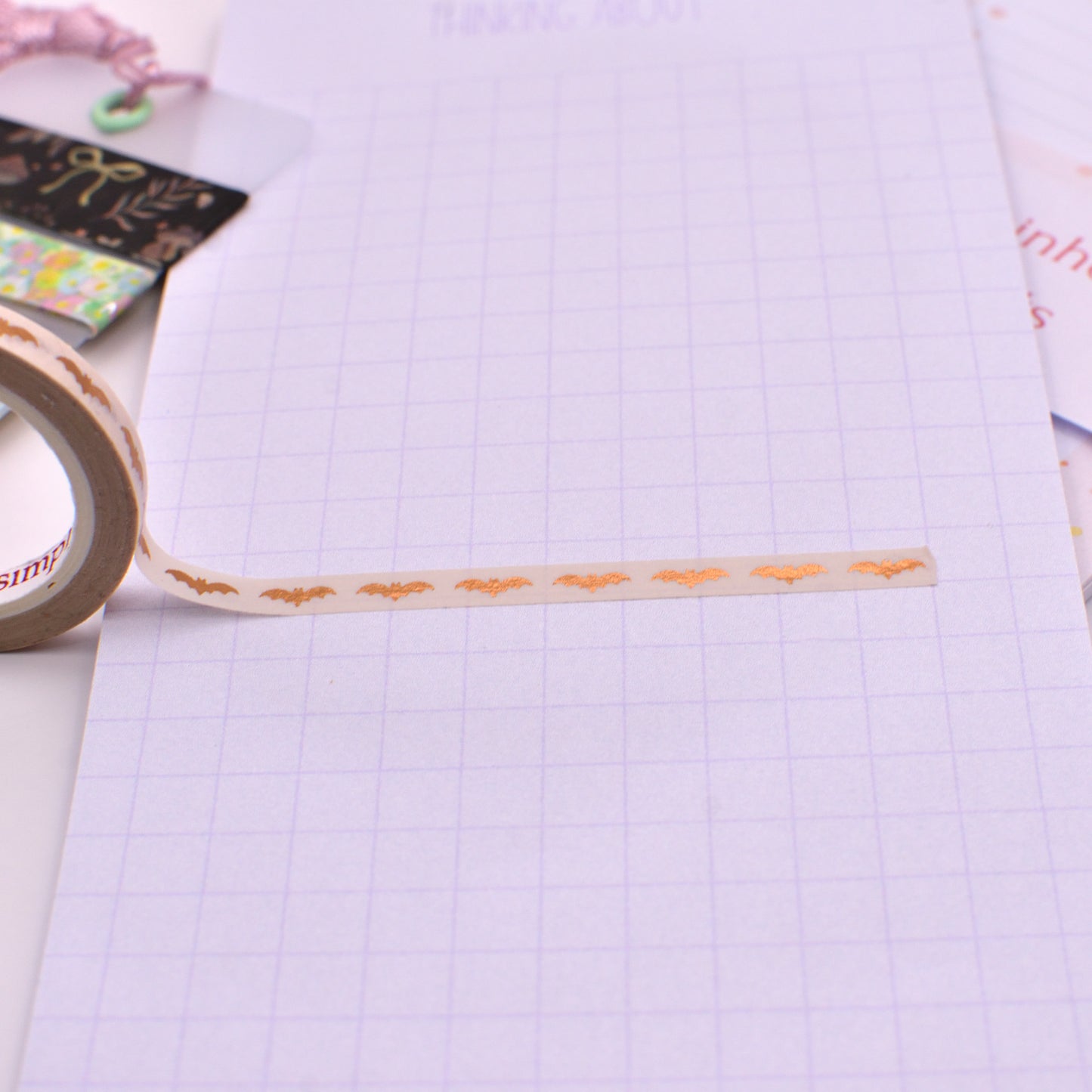 Amostra de Washi Tape - Simply Gilded 5 mm - Morceguinhos Bege