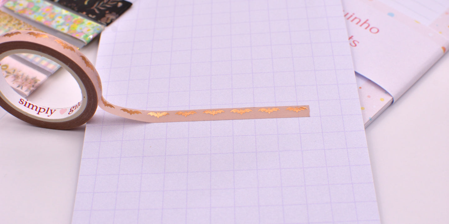Amostra de Washi Tape - Simply Gilded 5 mm - Morceguinhos Marrom