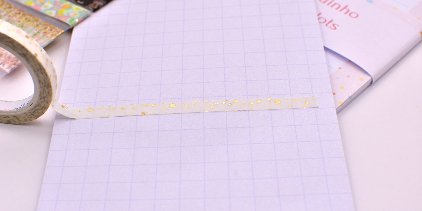 Amostra de Washi Tape - Simply Gilded 5 mm - Estrelas Douradas