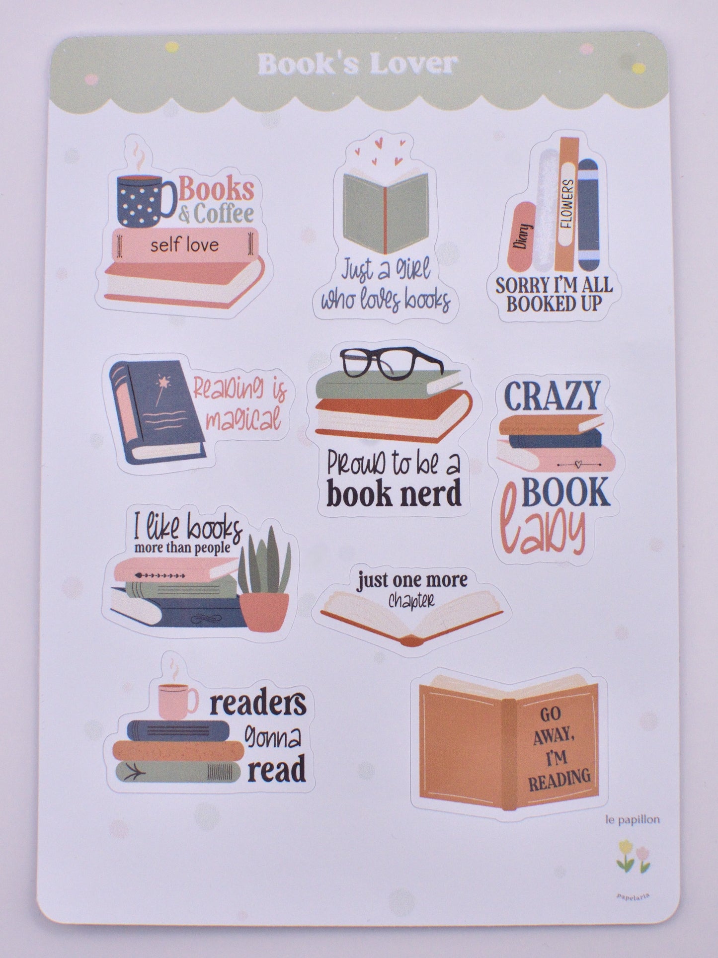 Cartela de Adesivos Book's Lover