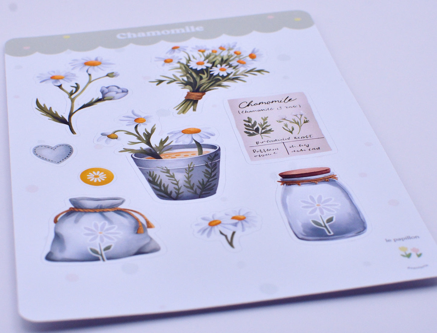 Cartela de Adesivos Chamomile