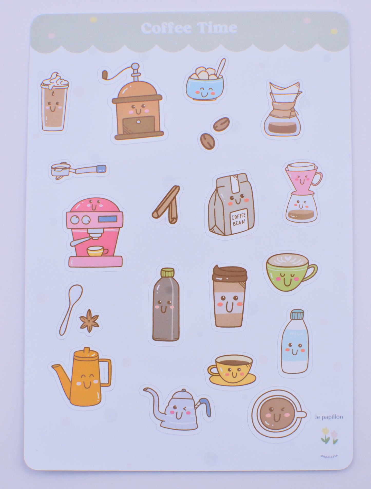Cartela de Adesivos Coffee Time
