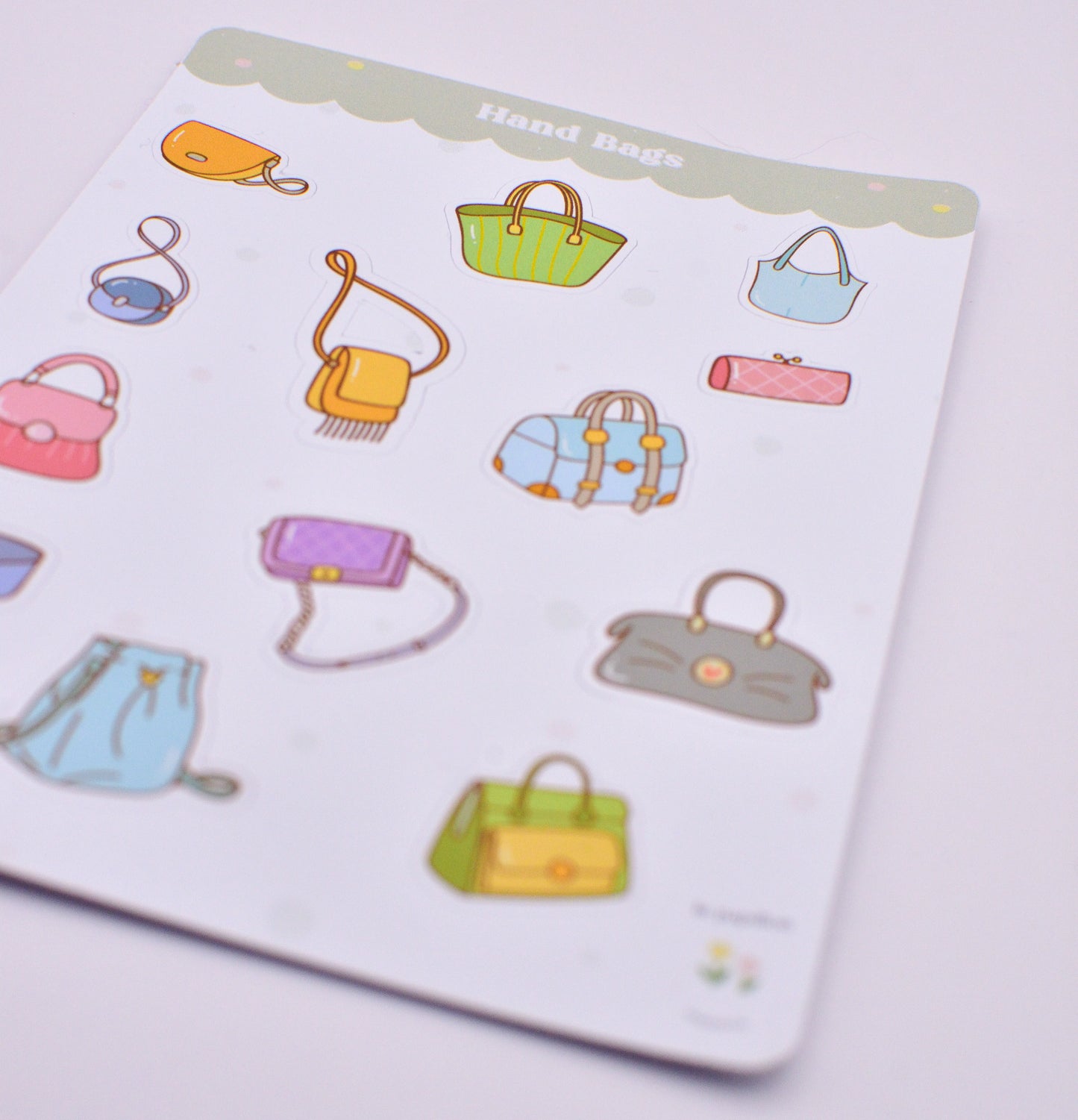 Cartela de Adesivos Hand Bags