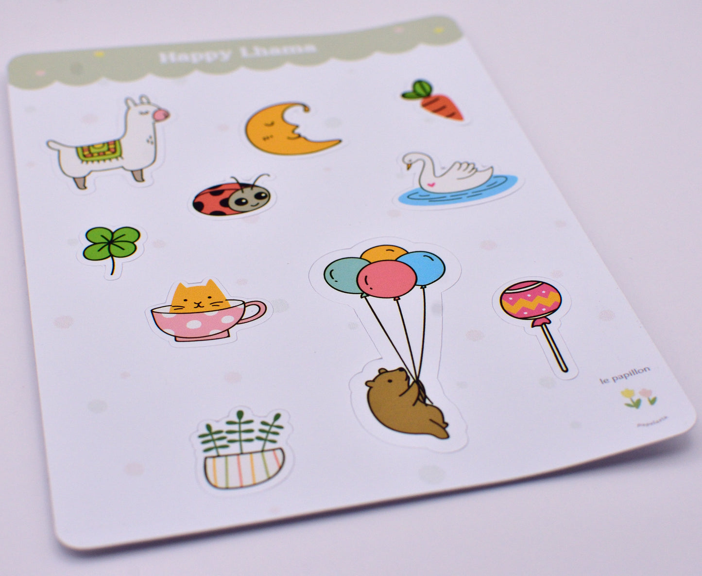 Cartela de Adesivos Happy Lhama